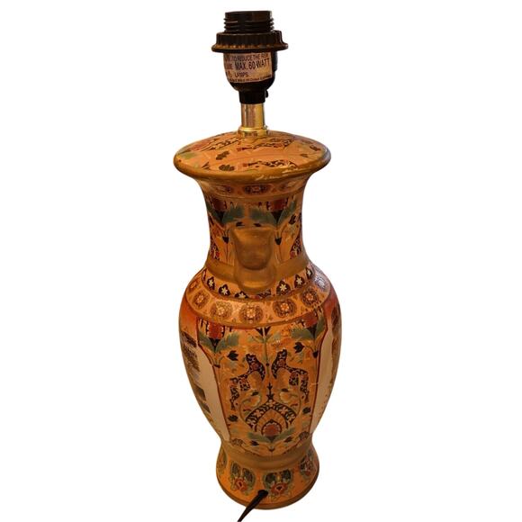 Vintage Antique Chinese Porcelain Mandarin Vase Table Lamp Hand Painted 17.5" - Picture 6 of 16